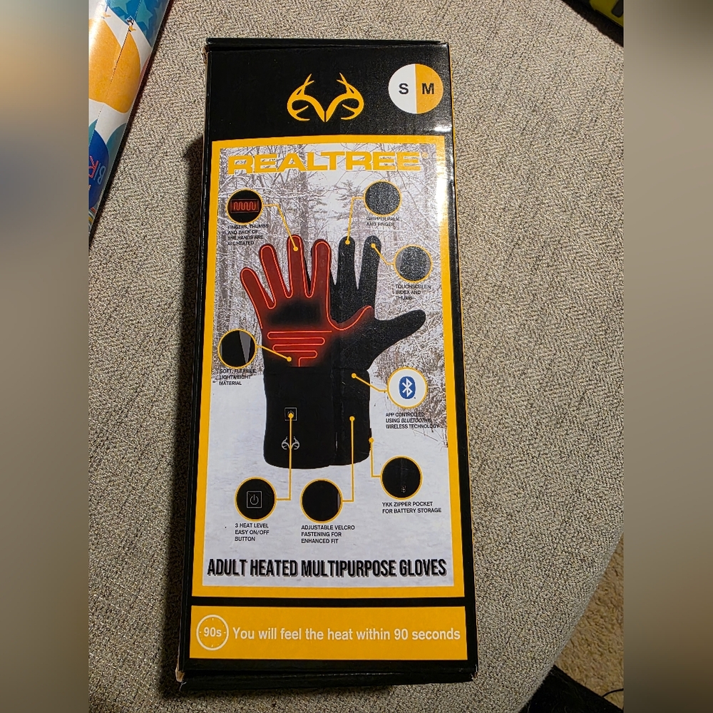 New Real Tree Black Heated Multipurpose Gloves S/M Realtree